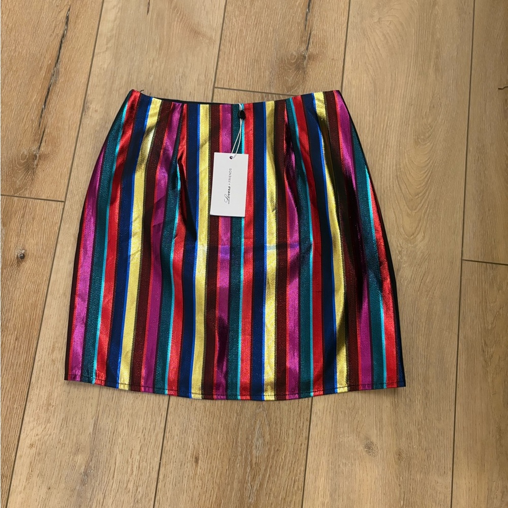 Metallic striped mini skirt